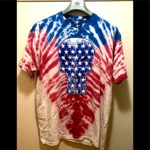 Marvel Comics The Punisher tie dye T-shirt white/red XL